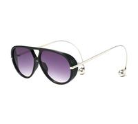 YBNKKUXKN sun glasses Retro Round Sunglasses Large-frame Thick-rimmed Frog Mirror UV Protection for Street Photography and Fashion Shows fashion accessories(Black-Gray 1)