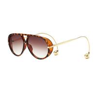 YBNKKUXKN sun glasses Retro Round Sunglasses Large-frame Thick-rimmed Frog Mirror UV Protection for Street Photography and Fashion Shows fashion accessories(Leopard Tea)