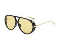 YBNKKUXKN sun glasses Retro Round Sunglasses Large-frame Thick-rimmed Frog Mirror UV Protection Suitable for Street Photography and Fashion Shows fashion accessories(Black+Yellow)