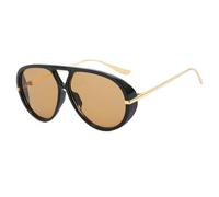 YBNKKUXKN sun glasses Retro Round Sunglasses Large-frame Thick-rimmed Frog Mirror UV Protection Suitable for Street Photography and Fashion Shows fashion accessories(Black+Light Tea)