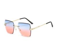 YBNKKUXKN sun glasses Square Sunglasses For Women And Men Frameless Metal Frame Gradient Sun Glasses For Men Fashionable And Popular Sunnies fashion accessories(Golden powder)