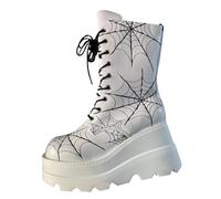 YBNKKUXKN Women's Platform Ankle Boots with Bat Wing Buckles Chunky Block Heels Round Toe Zipper Boots Comfy Short Booties(Wei,6)