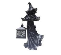 YBNSXP LED Witch Lantern Ornament with Battery Vintage Witch Statues for Halloween Home Decor, Faceless Ghost Sculpture Hell Messenger(Black)