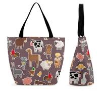 YBQLNP Farm Animals Women's Shopping Tote Bag Handbag Top Handle Shoulder Purse Bag With Zipper 28.5x18x32.5cm