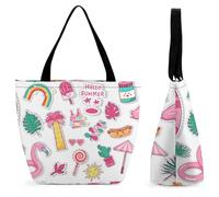 YBQLNP Flamingo Surfing Women's Shopping Tote Bag Handbag Top Handle Shoulder Purse Bag With Zipper 28.5x18x32.5cm