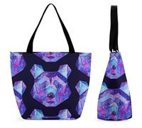 YBQLNP Galaxy Polar Bear Women's Shopping Tote Bag Handbag Top Handle Shoulder Purse Bag With Zipper 28.5x18x32.5cm