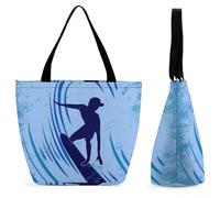 YBQLNP Surfing Women's Shopping Tote Bag Handbag Top Handle Shoulder Purse Bag With Zipper 28.5x18x32.5cm