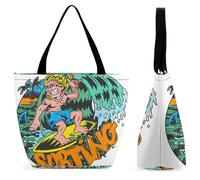 YBQLNP Surfing Women's Shopping Tote Bag Handbag Top Handle Shoulder Purse Bag With Zipper 28.5x18x32.5cm