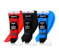 YBUETE 3Pcs Cream Face Body Paint for Halloween Cosplay (Black+Blue+Red) | Professional Paint, Full-coverage Multi-Color Makeup Body Paint, for Adults, Halloween Cosplay Costume Party SFX Makeup Paint