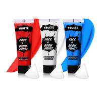 YBUETE 3Pcs Face Body Paint, Professional Paint for Halloween Costume Cosplay Party, Multi-Color Full-coverage Cream Makeup Body Paint for Adult Halloween Cosplay SFX Makeup Paint (White+Blue+Red)