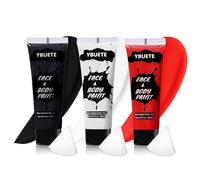 YBUETE 3Pcs Face Body Paint, Professional Paint for Halloween Costume Cosplay Party, Multi-Color Full-coverage Cream Makeup Body Paint for Adult Halloween Cosplay SFX Makeup Paint (White+Black+Red)