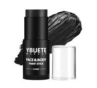 YBUETE Black Oil Based Face Body Paint Stick, Non-toxic Full-coverage Face Painting for Halloween Skeleton Zombie Joker Vampire Goth Cosplay Makeup, Waterproof Cream Black Body Painting for Adults