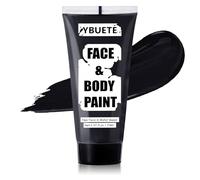 YBUETE Black Water Based Face Body Paint, 2.37 OZ Large Tube Full Coverage Washable Face Paint Cream for Adult Carnival Cosplay Halloween SFX Skull Joker Zombie Vampire Skeleton Goth Makeup