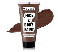 YBUETE Brown Water Based Face Body Paint, 2.37 OZ Large Tube Full Coverage Face Paint for Deer Tree Bark Cosplay Makeup, Washable Brown Body Painting for Adult Costume Party Halloween SFX Makeup