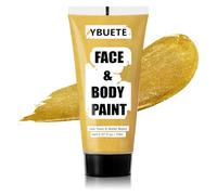 YBUETE Gold Water Based Face Body Paint, 2.37 OZ Large Tube Full Coverage Face Paint for Skull Goth Cosplay Makeup, Washable Metallic Gold Body Painting Cream for Adult Carnival Halloween SFX Makeup