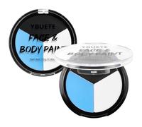 YBUETE Light Blue White Black Face Body Palette, Oil-Based Professional Makeup for Halloween Cosplay SFX makeup Sally Avatar, Non-Toxic Waterproof Full Face Paint for Adult Carnival Celebrations