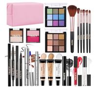 YBUETE Makeup Full Kit for Beginners Girls Women, Travel Makeup Set Present for Her,Cosmetic Set Include Eyeshadow Blush Lip Gloss Peel Off Lip Stain Eyeliner Mascara Eyebrow Pencil Cosmetic Bag