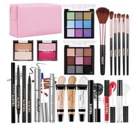 YBUETE Makeup Full Kit for Beginners Girls Women, Travel Makeup Set Present for Her,Cosmetic Set Include Eyeshadow Blush Lip Gloss Peel Off Lip Stain Eyeliner Mascara Eyebrow Pencil Cosmetic Bag