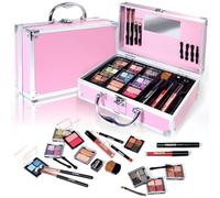 YBUETE Makeup Kit for Teens Girls Women, Full Starter Cosmetics Set, Makeup Gift Set, Beginner Makeup Kit, Cosmetic Train Case For Women Full Kit, Included Eyeshadow Blusher Contour Eyebrow Powder