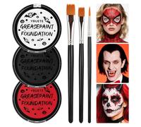 YBUETE Red Black White Oil Based Face Paint Kit with Painting Brushes, Professional Full Coverage Greasepaint for Adults Halloween Cosplay SFX Spider-man Joker Devil Makeup Carnival Stage