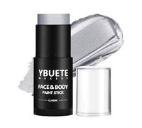 YBUETE Silver Face Body Painting Stick, Professional Silver Full-coverage Cream Face Paint for Halloween SFX Cosplay Makeup, Washable Eye Body Stick for Adult Costume Party