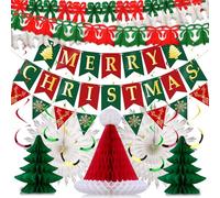 YBwanli Hanging Ceiling Paper Christmas Decorations Indoor-90s/80s Vintage Retro Christmas Decorations Party Set,Paper Xmas Room Decor for Home or Office