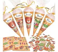 YBwanli Mini School Cone for Filling 8 x 33 cm, School Child Sticker x 2, First Day of School Decoration Boy Girl, with Bold Superhero Theme, Bring Happiness to the Holidays Back to School