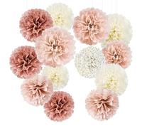 YBwanli rose gold party paper decorations,bridal shower decorations,tassel garland,wedding table decoration,baby shower,paper decorations hanging,Soft light pink, your eternal paper rose 13PCS