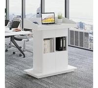 YBZJTGDvc Podium, Floor Standing Lectern Podium, Presentation Stand for Classroom, Church, Speech & Office - Light Grey Reception Desk with Counter (113x64cm/44.5x25.2in)