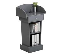 YBZJTGDvc Podium, Portable Wooden Podium Stand for Lectures, Churches & Presentations - Gray Lectern with Drawer & Storage Shelf, Ideal for Public Speaking & Events