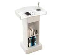YBZJTGDvc Podium, Premium Wooden Podium Stand - Heavy Duty Presentation Pulpit for Churches, Classrooms, Weddings & Conferences - Stylish White Finish, No Doors, Ideal for Public Speaking