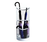 YBZJTGDvc Umbrella Stand, Umbrella Stand Metal Walking Stick Holder with 5 Hooks & Drip Tray, Modern Hollow-out Umbrella Bucket for Home Office Patio Entry (Color : White)