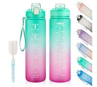 YC Kitchen Water Bottle with Time Marker - 1L Water Bottles with Straw, air up water bottle Leakproof & BPA Free Sports Water Bottle with Carry Strap for Fitness,Gym,and Outdoor Sports