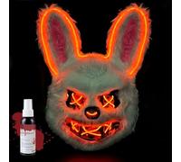 Ycaaeo Halloween Costume Horror Rabbit, Bloody Rabbit Mask, with Artificial Blood Spray, Mask Halloween, Halloween/Carnival/Masquerade Ball Cosplay Accessories (Batteries Not Included)