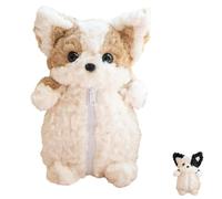 YcaeyLnaR Adorable Plush Dog Pouch - Fuzzy Puppy Pen Case & Cosmetic Bag, Soft Furry Organizer for Makeup and Stationery, Corgi, Medium