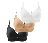 ycahowa 3 Pack Everyday Bras for Women Push Up Bralettes,Plus Size Comfort Wire Free Full Support Bra(3pcs D,6X-Large)
