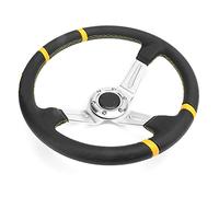 Ycauty 14in Hand Sewing Racing Style PU Steering Wheel for Car Modify Upgrade, High Performance, Fit for Auto Parts