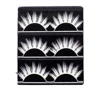 Ycauty 3 Pairs White False Eyelashes | White Lashes for Cosplay, Stage Performance & Party Dress Up Makeup