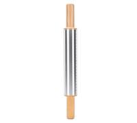 Ycauty 304 Stainless Steel Rolling Pin with Beech Wood Handle, Measuring Dough Roller with Scale Mark, Non-Stick Pastry Roller for Kitchen Baking Cooking Dough Making