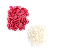 Ycauty Animal Livestock Ear Tag Durable Lightweight Marker Label for Rabbit Fox Dog, Plastic Round Ear Tag, Bright Color Identification for Animal, 100Pcs Rose Red Yellow Green 1.75cm for Farm (Rose