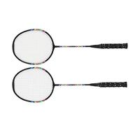 Ycauty Badminton Racquets Set Lightweight Sturdy Double Rackets Reduce Deformation Amplitude for 2 Player Black Iron Alloy Material for Outdoor Sports