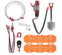 Ycauty Precise RC Car Decorative Tools Set Enhancing Authentic Feelings for Hsp - Metal/Plastic - 6pcs Barricades Capstan Roller Steel Rope Lock Shovel for RC Car Model Enthusiasts
