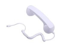 Ycauty Retro Phone Handset Clear Mic Speaker for Conference Call, Type C Wired Telephone Handset for IOS Phones, ABS Material (White)