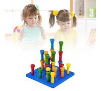 Ycauty Stacking Peg Board Toy Color Matching Educational Plastic Toy Set for Toddlers, 5 Colors, 25 Pegs for Counting Skills, Hand Eye Coordination, Visual Motor Coordination