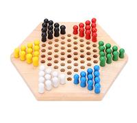 Ycauty Traditional Chinese Checkers Game Set with Safe Wood Material, Long Service Life, Concentration and Strategy Cultivation for Family Bonding, 60 Pieces