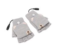 Ycauty USB Heated Knitted Gloves Winter Fingerless Hand Warmer for Office Work, Skiing, Hiking, Men Women Polyester (Grey)