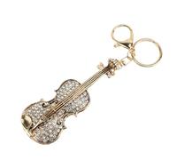 Ycauty Violin Keychain Stylish Rhinestone Portable Music Accessory for Music Lovers Zinc Alloy Gift 16cm (White)