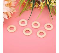 Ycauty Wooden Teething Rings for Babies, 100pcs 25mm DIY Craft Accessory for Early Motor Skills Development, Wood Rings for Teething Relief, Non- Material, Log Color