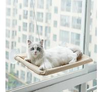 YCBFETSS Cat Hammock, Four Season Universal Cat Hammock, Removable and Washable, Reinforced Suction Cup Can Withstand Up to 40 Pounds (Khaki, Large Size)