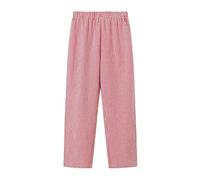 YCBMINGCAN Women's Check Pattern Striped Elastic Waist Wide Leg Checked Casual Trousers Rehab Trousers Women Lined, red, M